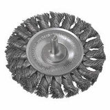Standard Twist Knot Wire Wheel, 3-1/4 in dia x 3/8 in W Face, 0.0118 in Steel Wire, 25000 RPM, 1/4 in Stem 804-17680