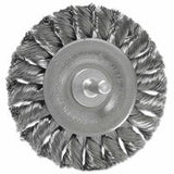 Standard Twist Knot Wire Wheel, 3-1/4 in dia x 3/8 in W Face, 0.014 in Stainless Steel Wire, 25000 RPM, 1/4 in Stem 804-17684