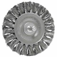 Standard Twist Knot Wire Wheel, 3-1/4 in dia x 3/8 in W Face, 0.014 in Stainless Steel Wire, 25000 RPM, 1/4 in Stem 804-17684