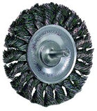 Standard Twist Knot Wire Wheel, 4 in dia x 1/2 in W Face, 0.014 in Steel Wire, 20000 RPM, 1/4 in Stem 804-17687