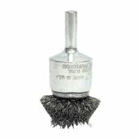 Stem-Mounted Circular Flared End Brush, Stainless Steel, 1-1/2 in x 0.006 in, 20,000 rpm 804-10045