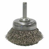 Stem-Mounted Crimped Wire Cup Brush, 1 3/4 in Dia., .0118 in Stainless Steel 804-14304
