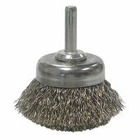 Stem-Mounted Crimped Wire Cup Brush, 1 3/4 in Dia., .0118 in Stainless Steel 804-14304