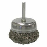 Stem-Mounted Crimped Wire Cup Brush, 2 in dia, 0.0118 in Steel Wire 804-14306