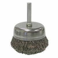 Stem-Mounted Crimped Wire Cup Brush, 2 in dia, 0.0118 in Steel Wire 804-14306