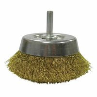 Stem-Mounted Crimped Wire Cup Brush, 2 3/4 in Dia., .0118 Brass Wire 804-14311