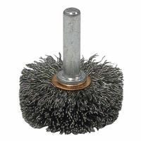 Stem-Mounted Wide Conflex Brush, 1-1/2 in dia x 1/2 in W Face, 0.0118 in Steel Wire, 20000 RPM 804-17604