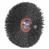Stem-Mounted Wide Conflex Brush, 3 in dia x 1 in W Face, 0.008 in Stainless Steel Wire, 20000 RPM 804-17637