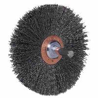 Stem-Mounted Wide Conflex Brush, 3 in dia x 1 in W Face, 0.008 in Stainless Steel Wire, 20000 RPM 804-17637