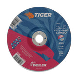 Tiger AO Type 27 Cut/Grind Combo Wheel, 7 in dia x 1/8 in Thick, 5/8 in-11 dia Arbor, A30S 804-57104