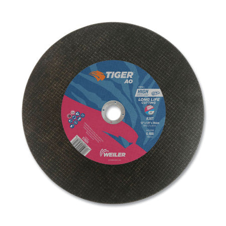 Tiger AO Type 1 High Speed Saw Large Cutting Wheel, 12 in dia x 1/8 in, 20 mm Arbor Hole, A30T 804-57031