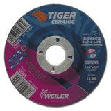 Tiger Ceramic Grinding Wheel, 4-1/2 in dia, 1/4 in Thick, 7/8 in Arbor, 24 Grit 804-58325