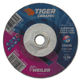Tiger Ceramic Grinding Wheels, 4.5 in Dia, 1/4 in Thick, 5/8 in Arbor,10/bx 804-58326