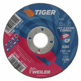 Tiger AO Type 27 Cut/Grind Combo Wheel, 4-1/2 in dia x 1/8 in Thick, 7/8 in dia Arbor, A30S 804-57101