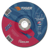 Tiger AO Type 27 Cut/Grind Combo Wheel, 6 in dia x 1/8 in Thick, 7/8 in dia Arbor, A30S 804-57109