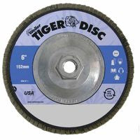 Tiger Disc Abrasive Flap Disc, 6 in dia, 60 Grit, 5/8 in-11, 10200 rpm, Type 29 804-50660