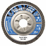 Tiger Disc Angled Style Flap Disc, 4-1/2 in dia, 60 Grit, 7/8 Arbor, 13000 rpm, Type 29 804-50514