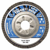Tiger Disc Angled Style Flap Disc, 4-1/2 in dia, 80 Grit, 7/8 Arbor, 13000 rpm, Type 29 804-50515