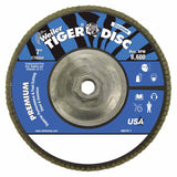 Tiger Disc Angled Style Flap Disc, 7 in dia, 60 Grit, 5/8 in-11, 8600 rpm, Type 29 804-50544