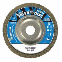 Tiger Disc Angled Style Flap Discs, 4 in, 60 Grit, 5/8 in Arbor, Aluminum Back 804-50504