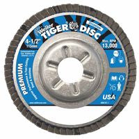 Tiger Disc Angled Style Flap Discs, 4 1/2 in, 120 Grit, 7/8 Arbor, Aluminum Back 804-50516