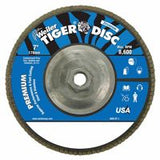 Tiger Disc Angled Style Flap Disc, 7 in dia, 80 Grit, 5/8 in-11, 8600 rpm, Type 29 804-50545