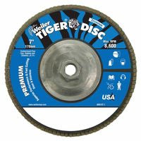 Tiger Disc Angled Style Flap Disc, 7 in dia, 80 Grit, 5/8 in-11, 8600 rpm, Type 29 804-50545