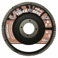 Tiger Disc Angled Style Flap Discs,4 1/2",40 Grit,7/8 Arbor,Phenolic Back,Alum 804-50563