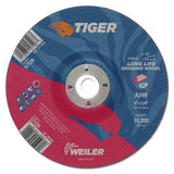 Tiger AO Grinding Wheel, 6 in dia x 1/4 in Thick, 7/8 in Arbor, A24R, Type 27 804-57129
