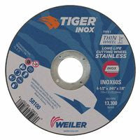 Tiger Inox Thin Cutting Wheel, 4-1/2 in Diameter, .045 in Thick, 7/8 in Arbor 804-58100
