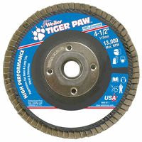 Tiger Paw Coated Abrasive Flap Disc, 4-1/2 in, 40 Grit, 5/8 Arbor, Phenolic Back 804-51113
