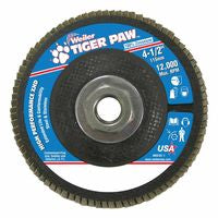 Tiger Paw Super High Density Flap Disc, 4-1/2 in dia, 60 Grit, 5/8 in-11 Arbor, 12000 RPM, Type 27 Flat 804-51166