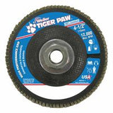 Tiger Paw Super High Density Flap Disc, 4-1/2 in dia, 80 Grit, 5/8 in-11 Arbor, 12000 RPM, Type 27 Flat 804-51167