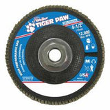 Tiger Paw Super High Density Flap Disc, 4-1/2 in dia, 36 Grit, 5/8 in-11 Arbor, 12000 RPM, Type 27 Flat 804-51164