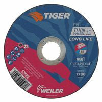 Tiger AO Cutting Wheel, 4-1/2 in dia x 0.045 in Thick, 7/8 in Arbor, A60T, Type 1 804-57020