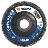 Tiger X Flap Disc, 4-1/2 in dia, 40 Grit, 7/8 in Arbor, 13000 rpm, Type 29 804-51201