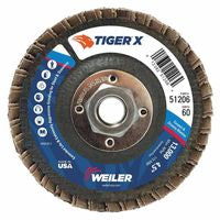 Tiger X Flap Disc, 4-1/2 in Angled, 60 Grit, 5/8 in to 11 Arbor 804-51206