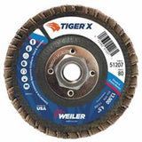 Tiger X Flap Disc, 4-1/2 in Angled, 80 Grit, 5/8 in to 11 Arbor 804-51207
