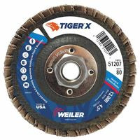 Tiger X Flap Disc, 4-1/2 in Angled, 80 Grit, 5/8 in to 11 Arbor 804-51207