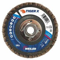Tiger X Flap Disc, 4-1/2 in dia, 80 Grit, 5/8 in - 11, 13000 rpm, Type 27 804-51228
