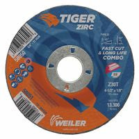 Tiger Zirc Type 27 Cut/Grind Combo Wheel, 4-1/2 in dia x 1/8 in Thick, 7/8 in dia Arbor, Z30T 804-58051