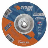 Tiger Zirc Grinding Wheel, 7 in dia x 1/4 in Thick x 5/8 in-11 UNC Arbor, Ceramic/Zirconia Alumina, Type 27, Z24T 804-58074