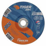 Tiger Zirc Grinding Wheel, 7 in dia x 1/4 in Thick x 7/8 in Arbor, Ceramic/Zirconia Alumina, Type 27, Z24T 804-58075