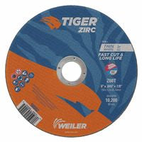 Tiger Zirc Cutting Wheel, 6 in dia, 0.045 in Thick, 7/8 in Arbor, Zirconia Alumina, Type 1, Z60T 804-58002