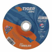 Tiger Zirc Cutting Wheel, 6 in dia, 0.045 in Thick, 7/8 in Arbor, Zirconia Alumina, Type 27, Z60T 804-58022