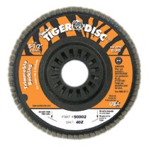 Trimmable Tiger Flap Discs, 4 1/2 in, 40 Grit, 7/8 in Arbor, 13,000 rpm 804-50002