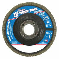 Tiger Paw TY29 Coated Abrasive Flap Disc, 4-1/2 in dia, 40 Grit, 7/8 Arbor, 13000 rpm 804-51119