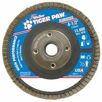 Tiger Paw TY29 Coated Abrasive Flap Disc, 4 -1/2 in dia, 40 Grit, 5/8 in-11, 13000 rpm 804-51124
