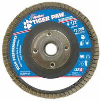 Tiger Paw TY29 Coated Abrasive Flap Disc, 4-1/2",80 Grit, 5/8 Arbor, 13,000 RPM 804-51126