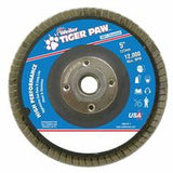 Tiger Paw TY29 Coated Abrasive Flap Disc, 5", 60 Grit, 5/8 Arbor, 12,000 RPM 804-51154